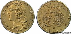 LOUIS XV DIT LE BIEN AIMÉ Demi-louis d’or aux écus ovales, tête ceinte d’un bandeau 1746 Reims