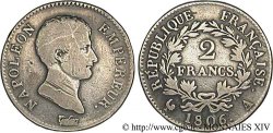 2 francs Napoléon empereur, calendrier grégorien 1806 Paris F.252/1