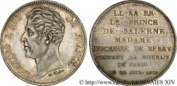 Monnaie de visite au module de 5 francs pour le Prince de Salerne et la Duchesse de Berry à la Monnaie de Paris 1825 VG.2629