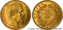 20 francs or Napoléon III tête nue 1857 Paris F.531/12