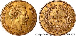 5 francs or Napoléon III, tête nue, grand module 1859 Strasbourg F.501/8