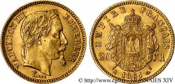 20 francs or Napoléon III, tête laurée 1861 Paris F.532/1