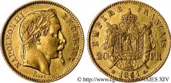 20 francs or Napoléon III, tête laurée 1861 Strasbourg F.532/2