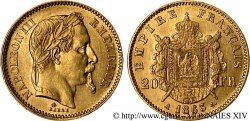 20 francs or Napoléon III, tête laurée 1863 Paris F.532/6