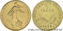 Piéfort or de 1 franc Semeuse, nickel 1974 Pessac F.226/19P