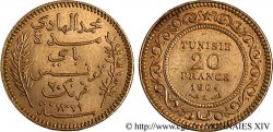 TUNISIE - PROTECTORAT FRANÇAIS - MOHAMED EN-NACEUR BEY 20 Francs or AH 1321 = 1904 Paris