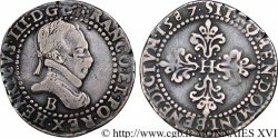 HENRI III Demi-franc au col plat 1587 Rouen