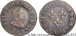 LOUIS XIII LE JUSTE Double tournois, type 1 1615 Paris, Moulin du Louvre