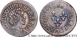 LOUIS XIII LE JUSTE Double tournois, type 15 1638 Tours