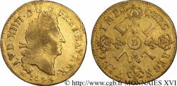 LOUIS XIV LE GRAND OU LE ROI SOLEIL Demi-louis d or aux quatre L 1694 Lyon