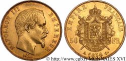 50 francs or Napoléon III, tête nue, variété de frappe tréflée 1858 Paris F.547/5