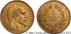 5 francs or Napoléon III tête nue, petit module 1855 Paris F.500A/2 TTB