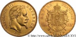 100 francs or Napoléon III, tête laurée 1863 Strasbourg F.551/3