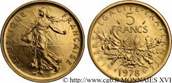 Piéfort or de 5 francs Semeuse, nickel 1978 Pessac F.341/10P
