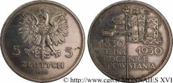POLOGNE - RÉPUBLIQUE INDÉPENDANTE 5 zloty, centenaire de la révolte de 1830-1831 1930 Varsovie AU