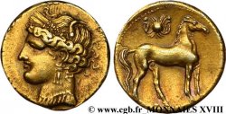 ZEUGITANIEN - KARTHAGO Trihémistatère, un et demi shekel ou tridrachme en électrum fVZ/VZ