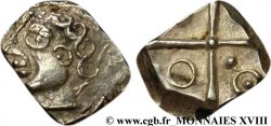 SOTIATES (région de Sos) Drachme  à la tête bouclée du Causé , tête romanisée, flan quadrangulaire