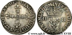 HENRY III Quart d écu, croix de face 1588 Saint-Lô