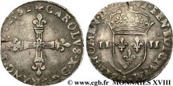 CHARLES X, CARDINAL OF BOURBON Quart d écu, croix de face 1591 Paris