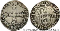 CHARLES X, CARDINAL DE BOURBON Huitième d écu, croix de face 1593 Nantes TB