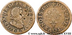 LOUIS XIII LE JUSTE Piéfort quadruple du double tournois 1618 Paris