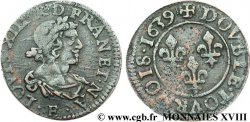 LOUIS XIII LE JUSTE Double tournois, type 19 1639 Tours