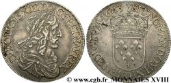 LOUIS XIII LE JUSTE Écu, buste drapé et cuirassé (2e buste de Jean Warin) 1643 Lyon TTB/TTB+