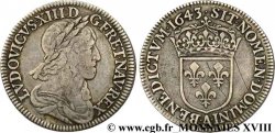 LOUIS XIII Quart d écu d argent, 3e type, 2e poinçon de Warin 1643 Paris, Monnaie du Louvre