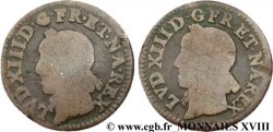 LOUIS XIII Double tournois à la vieille tête, type de Warin, avec deux droits (perruque) n.d.