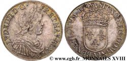 LOUIS XIV LE GRAND OU LE ROI SOLEIL Demi-écu à la mèche courte 1643 Paris, Monnaie du Louvre TTB+