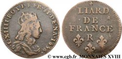 LOUIS XIV LE GRAND OU LE ROI SOLEIL Liard de cuivre, 2e type 1656 Nîmes