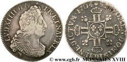 LOUIS XIV LE GRAND OU LE ROI SOLEIL Quart d écu aux huit L, 2e type 1704  Lyon TB+