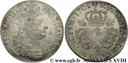 LOUIS XIV LE GRAND OU LE ROI SOLEIL Écu aux trois couronnes 1709 Reims TTB+