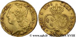 LOUIS XV DIT LE BIEN AIMÉ Double louis d’or aux écus ovales, tête ceinte d’un bandeau 1763 Pau