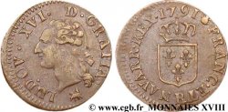 LOUIS XVI (MONARQUE CONSTITUTIONNEL) Liard dit à l écu 1791 Rouen