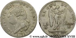 LOUIS XVI 15 sols dit au génie , type FRANÇAIS 1791 Strasbourg