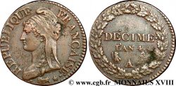 Décime Dupré, petit module 1796 Paris F.126/1 TTB