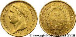 20 francs Napoléon tête laurée, République française 1808 Paris F.515/2