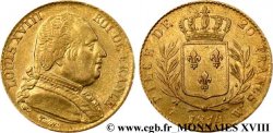 20 francs or Louis XVIII, buste habillé 1814 Lille F.517/9 TTB