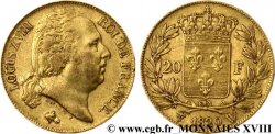 20 francs or Louis XVIII, tête nue 1820 Lille F.519/23