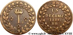 Un décime à l’L couronnée 1815  Strasbourg F.132A/3 TTB