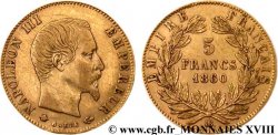 5 francs or Napoléon III tête nue, grand module 1860 Strasbourg F.501/13