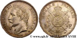5 francs Napoléon III, tête laurée 1867 Strasbourg F.331/11