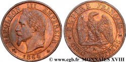 Cinq centimes Napoléon III, tête laurée 1864 Paris F.117/13