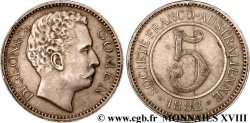 NEW CALEDONIA 5 francs en cupro-nickel de la ville de Gomen 1882  XF