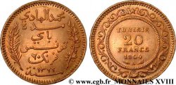 TUNISIE - PROTECTORAT FRANÇAIS - MOHAMED EN-NACEUR BEY 20 Francs or 1904 Paris