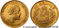 NORVÈGE - ROYAUME DE NORVÈGE - OSCAR II 20 kroner or, 2e type 1880