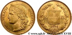 SWITZERLAND - HELVETIC CONFEDERATION 20 Francs or Helvetia 1896 Berne