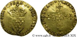 HENRI III Écu d or au soleil, 3e type 1577 Rennes