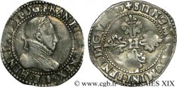 HENRY III Demi-franc au col gaufré 1587 Angers